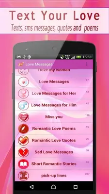 Love Messages android App screenshot 0